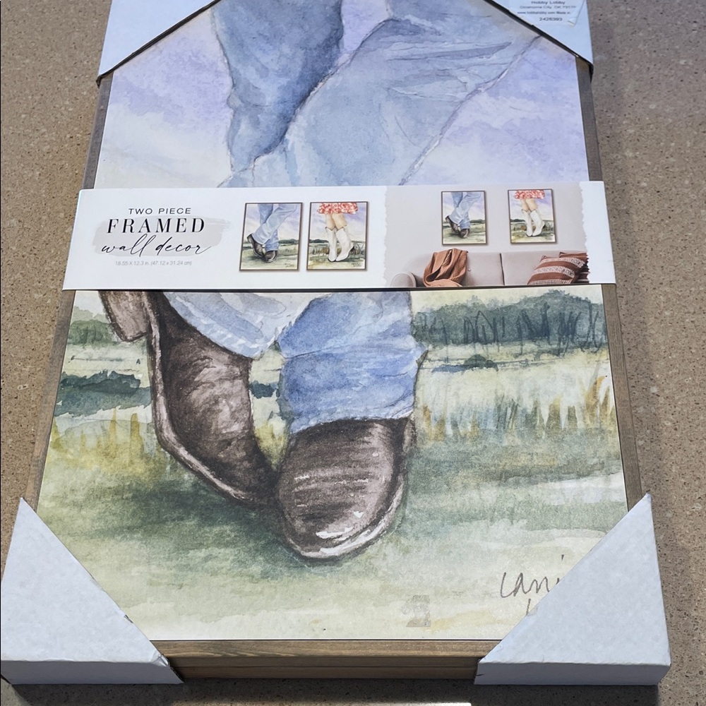 Hobby Lobby Framed Wall Art - Blue and Brown